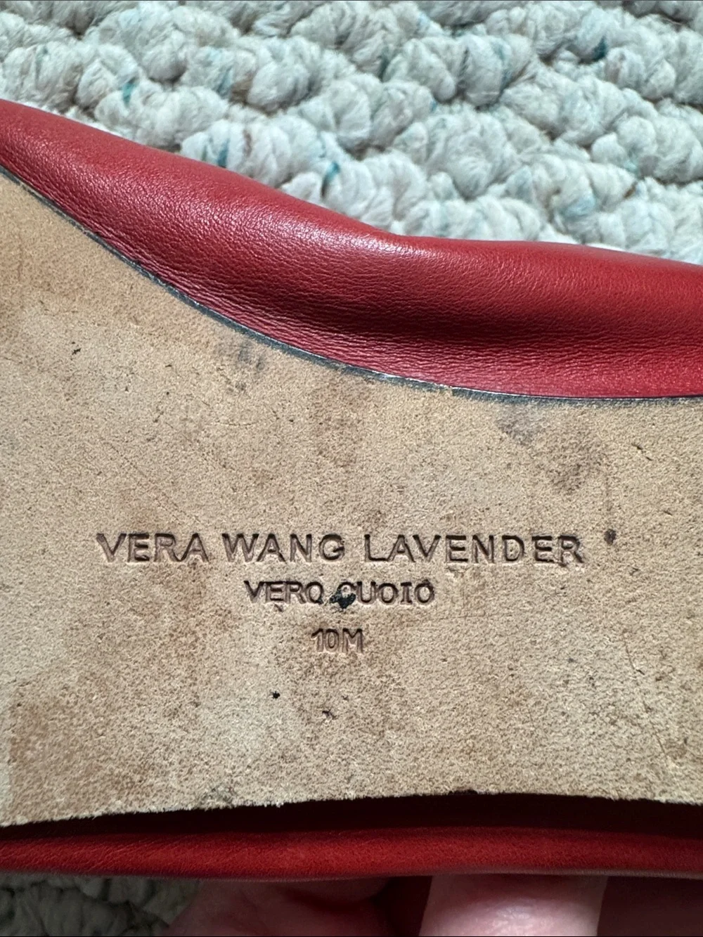 Vera Wang Lavender Red Leather Ballet Flats